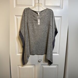 NWT WHBM Skit Poncho Pullover Top Size XS Heather Grey White House Black Market